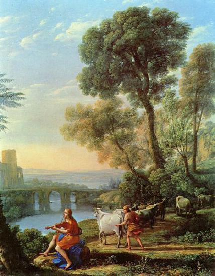Claude Lorrain Landschaft mit Apollo und Merkur oil painting image